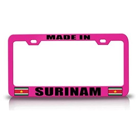 Custom Brother - Made in SURINAM Flag Metal Car SUV Truck License Plate Frame Pn k18