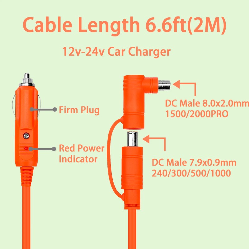 HJHLSTJK 12V/24V Car Charging Cable DC7909/8020 For Jackery explorer 240/300/500/10