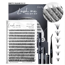 JGLashes - Lash me. Pro artist kit de extensiones de pestañas en casa DIY, Efecto fluffy, medidas 10-16 mm, curvatura D, incluye Bond  seal, pinza,...