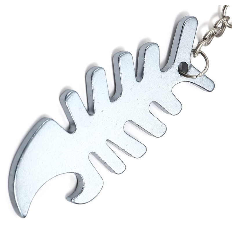 Komonee Fish Bone Silver Bottle Opener Key Chain Metal Dead