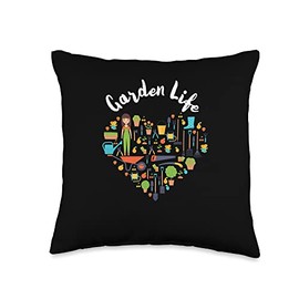Garden Life Gardening Tools Heart Gardener Lady Landscaper Throw Pillow