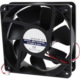 Ventilador de refrigeración silencioso MQ12038HBL, ventilador de flujo axial DC 24V 0.35A 12038, ventilador de gabinete de reemplazo de 120×120×38mm 12038HBL 12CM de 2 pines y 2 cables