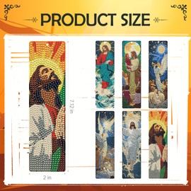 INCOK Jesus Diamond Painting Bookmarks - 6 Pcs DIY Christian Diamond Art Bookmarks Religious Gem Art Craft Kits Birthday Holiday Inspirational Gift for Reading Lovers Adults Beginners Teacher