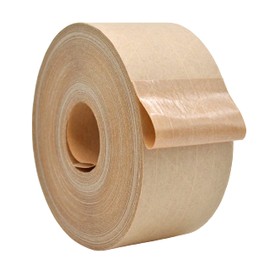 WOD WATWTE Fiberglass Reinforced Water Activated Gummed Kraft Paper Tape - 2.75 inch (70mm) x 375 ft. (Pack of 1-Roll) Ideal for Packing, Shipping, & Sealing