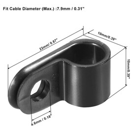 TA-VIGOR 50Pcs Nylon R-Type Cable Clamp Clips, 7.9mm Plastic Cable Clamp Assortment Kit Fastener, Plastic Wire Clamp Clips for Electrical Cable Wire Conduit Cable Management, Black CC-1.5