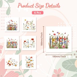 Peacoblue Light Switch Plate Stickers Labels Decals 6Pcs 7"x7" Wild Flower for Home House Office Kitchen Decorative, Funny Peel and Stick Light Wall Outlet Stickers for Switch Decoration