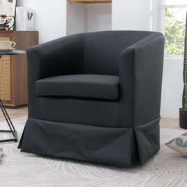 Eafurn 360 Degree Swivel Accent Barrel Chair, Swivel Club Chair Cozy Soft Padded Armchair for Living Room with Skirt for Nursery Living Room Bedroom Reception Room Office