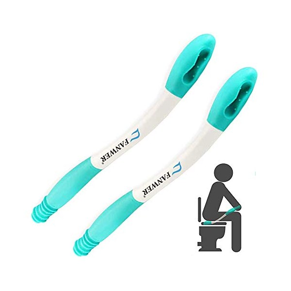 2pcs Toilet Assist Tool, Long Handle Reach Comfort Bottom Wiper for Independent Daily Living, One for Household, One for Traveling
