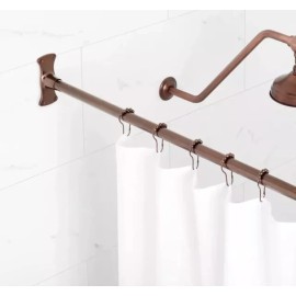 Signature Hardware 66" Straight Brass Shower Rod WITH Flanges-Oil Rubbed Bronze