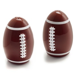 40YARDS American Football Ceramic Salt and Pepper Shakers (Pack of 2) in Football Shape with Raised, Tactile Stitching - Gift for Football Fans