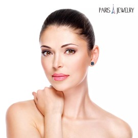 Paris Jewelry 14k White Gold Plated 1/2Ct Created Garnet And Alexandrite CZ 2 Pair Earrings