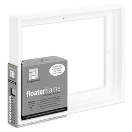 Ampersand Art Supply Floaterframe Readymade Frame for Flat and 7/8" Deep Wood Panel and Canvas Artwork, Paintings, Prints, and More, 9"x12", White Thin
