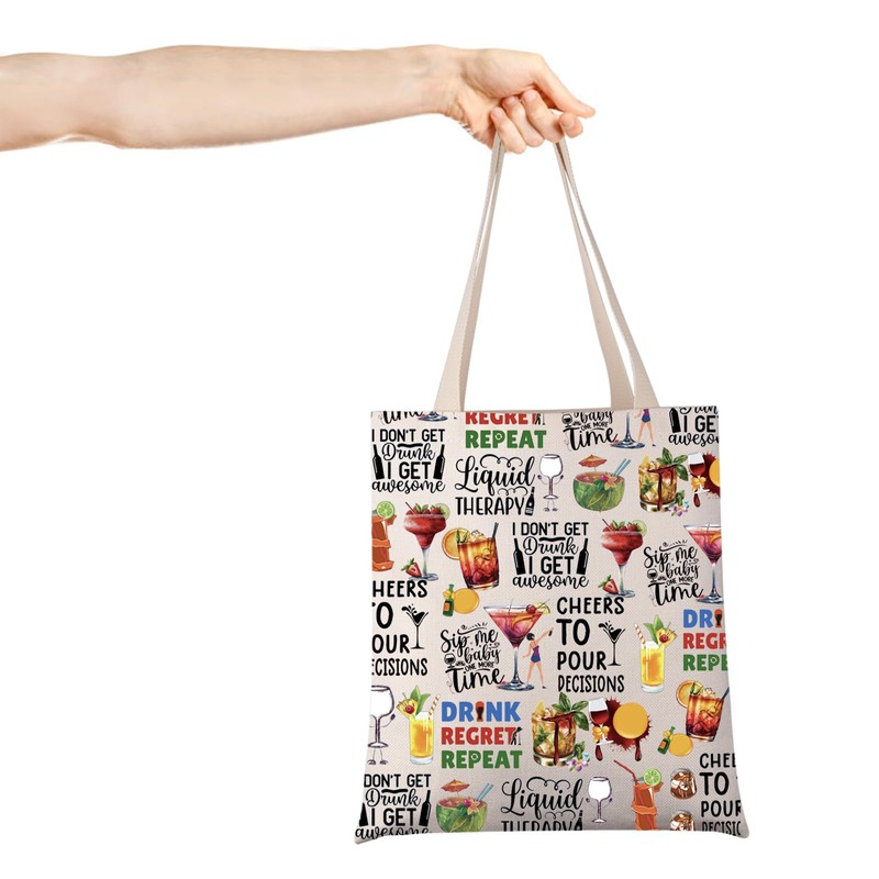 JXGZSO Funny Drinking Gift Alcohol Quote Canvas Tote Bag Drinking