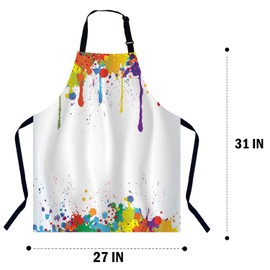BGBDEIA Colorful Bright ink Splashes Chefs Apron, Cooking and Baking Apron for Men and Women, Kitchen Apron, Butchers Apron, BBQ & Catering Bibs