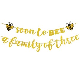 Party Decoration Banner, Soon to Bee a Family of Three, Baby Shower Decor,Gender Reveal Party Decorations Boy or Girl Party Supplies for Gender Reveal Use