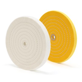 SCOTTCHEN 10 inch Buffing Polishing Wheel for Bench Grinder Buffing Wheel White (70 Ply) & Yellow (42 Ply) for Buffer Polisher with 3/4” Arbor Hole-2 PCS
