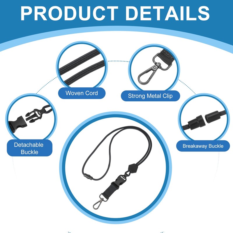 PATIKIL Durable Round Cord Strap, Adjustable Long Keychain Neck Strap
