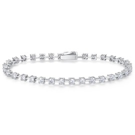 CACESTONE Moissanite Tennis Bracelet for Women Men 925 Sterling Silver 3mm D Color VVS1 Round Cut Lab Created Diamond Tennis Bracelet with GRA Certificate