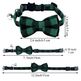 ADXCO 4 Pack Plaid Cat Collars with Bow Tie, Quick Release, Breakaway, Anti-Lost Tags