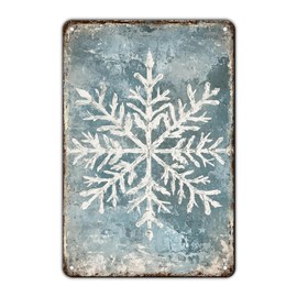 GJXFTPTTBD Vintage Christmas Tin Sign Winter Snowflakes Metal Tin Sign Christmas Wall Decor Sign for Outdoor Snowflake Christmas Decoration Sign 8x12Inch