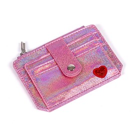 Fida&Moon Glitter Girl Small Wallet RFID Blocking Coin Purse Clip Card Holder (Glitter Pink)