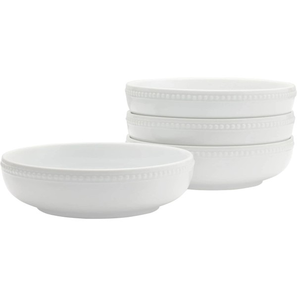 Everyday White by Fitz and Floyd Beaded Dinner Pasta Bowls,