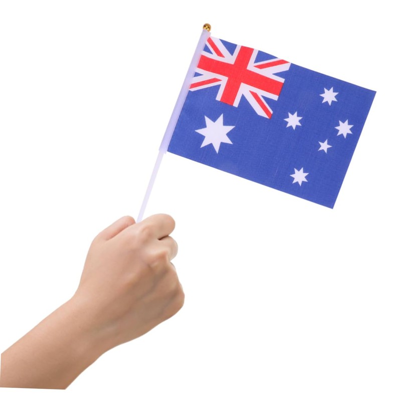 CAXUSD 50Pcs Hand Held Australia Stick Flags Small Country Flags