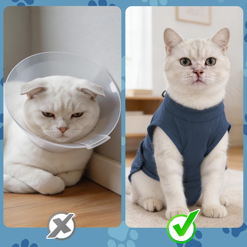 Gyuzh Cat Surgery Recovery Suit for Female Male Cats -