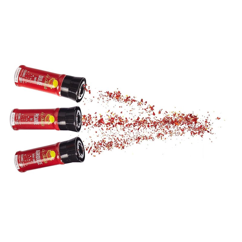 La Chinata. Hot Smoked Paprika Flakes. Glass grinder. 24g (0.85oz).