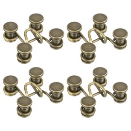 uxcell Pants Waist Tightener, 4 Sets Adjustable Buttons for Jeans, Waist Extender Buckle Set, Waistband Button Pins for Jeans Pants Skirts Sleeves (Bronze)