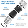 2 Pcs 3/4" NPT Stainless Steel Waterproof Cable Gland, IP68