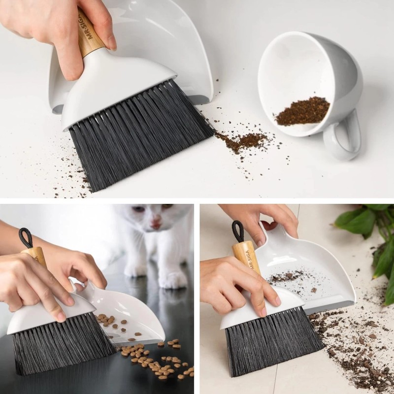 MR.SIGA Mini Dustpan and Brush Set, Portable Cleaning Brush and