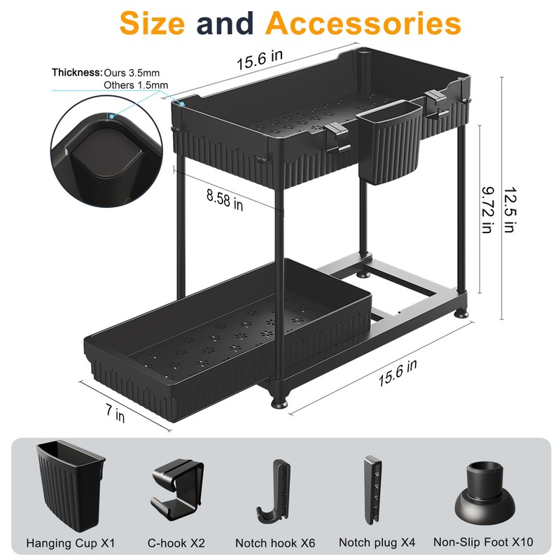 Sevenblue 2 Pack Multi-Purpose Under Sink Organizers and Storage, 2026
