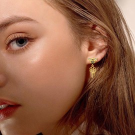 Bee Earring 925 Sterling Silver Bee and Dripping Honey Stud Earrings for Women