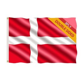 Double Sided 3ply Denmark Flag 2X3 FT, Danish National Flag,Dane Outdoor Flags- Vivid Color, All Weather, Double Stitched Danish Flags,Polyester Flags with Sturdy Brass Ring. (3ply 2x3)