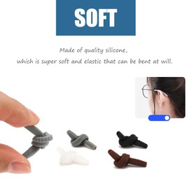 OPUGIT Eyeglass Ear Cushions End Tip Grips Anti-Slip Soft Silicone Ear Hooks Tube Sleeve Glasses Strap Holder Temple Tips Spectacle Retainers 8 Pairs,Black/Clear