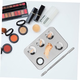FOMIYES Set of Makeup Mixing Tray Spatula Stainless Steel Palette for Foundation Pigments Easy Cleaning Portable