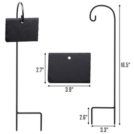 FORUP Plant Labels, 10pcs Garden Markers Signs Labels, Weatherproof Reusable Natural Slate Hanging Tags on Stainless Steel Metal Rod for Flower Bed, Pots, Planters