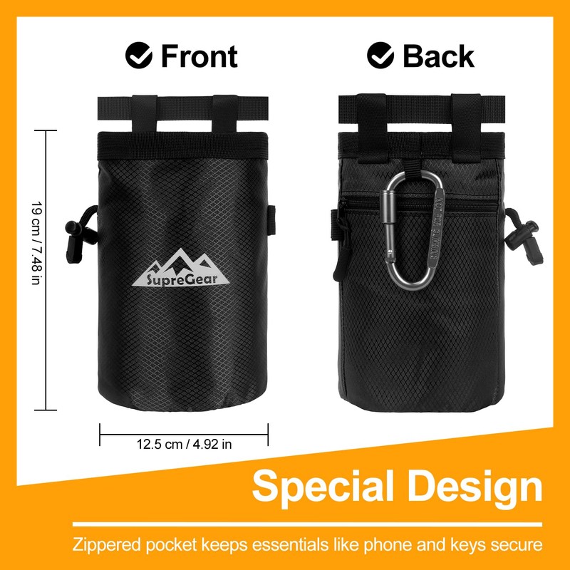supregear Chalk Bag for Rock Climbing, Large Zipper Pocket with