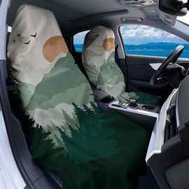 2 Pack Car Towel Seat Covers with Storage Bag, Multifunctional Towel for Gym Outdoor Sport, Picnic, Beach, Pet Dog Travel,Non-Slip Washable Car Seat Protector (Landscape Painting)