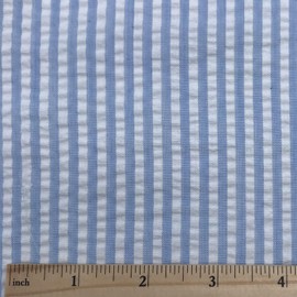 Seersucker Striped Fabric, Color Blue/White, 57" Wide x 1 Yard pre Cut