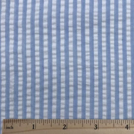 Seersucker Striped Fabric, Color Blue/White, 57" Wide x 1 Yard pre Cut