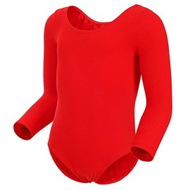 MAGIC TOWN Long Sleeve Toddler Gymnastics Leotards, Ballet Dance Leotard Gymnastics for girls (10-12,Red)