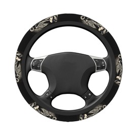 Baphomet Satan Steering Wheel Cover with 2 Car Coasters Non Slip Neoprene for Women Men Universal 15 Inch Stylish and Practical Set