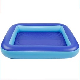 Inflatable Splash Pool for Kids, Plastic Wading Pools Outdoor, Large Sensory Sand & Water Play Pit for Toddlers, Kiddie Small Swimming Pool with Air Pump, Sand Box Backyard(77"*53"*9")