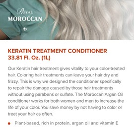 Royal Moroccan Keratin Conditioner Color Protection ( 1000 ml / 33.8 oz ) Organic Argan Oil | Moisturizing Smoothing Keratin Conditioner Paraben & Sulfate Free Argan Oil | Keratin Hair Products.