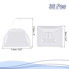 PATIKIL 36pcs Cow Bells for Football Games, 3inch Cowbells for Sporting Events Bulk Loud Noise Makers Metal Cow Bell with Handle for Cheering Wedding,White