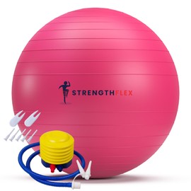 StrengthFlex Premium Pilates Ball Set with Pump, Anti-Slip, Anti-Burst for Yoga, Pilates, and Strength Training (Pink)