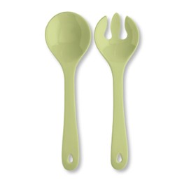 Spoddy Plastic Salad Servers (31 cm Large, Two-Piece, Green) - Plastic Salad Cutlery with Salad Spoon and Salad Fork for Serving (Dishwasher Safe and Heat Resistant up to 100 °C)