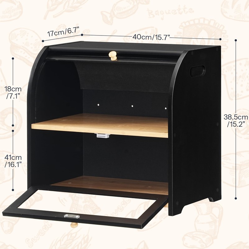 HOOBRO Bread Box, Bamboo Bread Box for Kitchen Countertop, 2